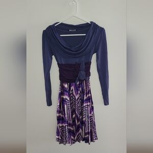 RINASCIMENTO , Lilac Dress with shevron satin pleated skirt , S